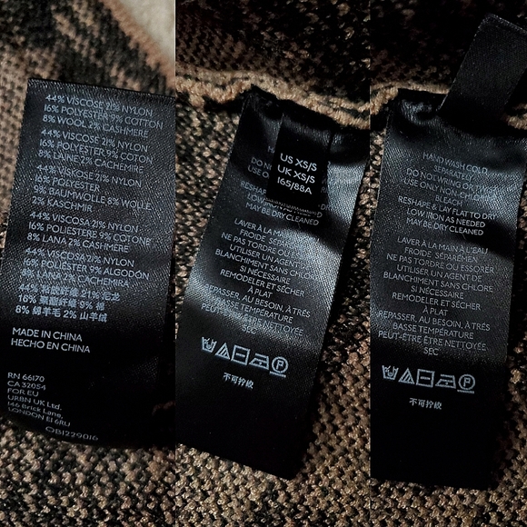 Anthropologie Lola cocoon cardigan sweater contrast print  XS/S black beige rust - Picture 16 of 16